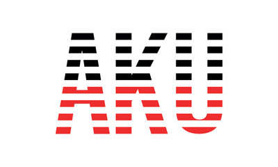 AKU three initial letter iconic line negative space minimal logo design vector template. monogram, abstract, wordmark, business, typography, minimalist, brand, company, flat, modern, unique, simple