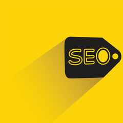 seo tag with shadow on yellow background