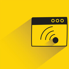 web and wifi with shadow on yellow background