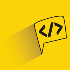 code and message with shadow on yellow background