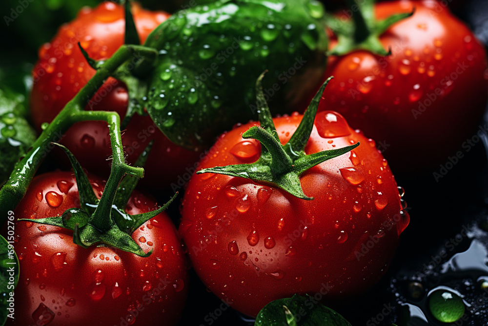 Poster tomato - red and green abstract blending to capture juiciness.