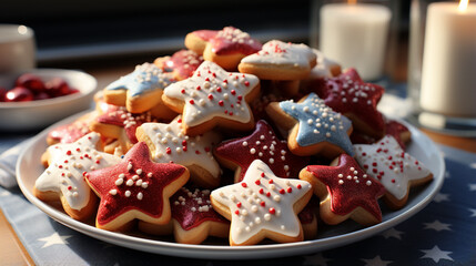 Obraz premium christmas cookies on a plate HD 8K wallpaper Stock Photographic Image 
