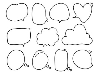 Collection of hand drawn text box doodle set
