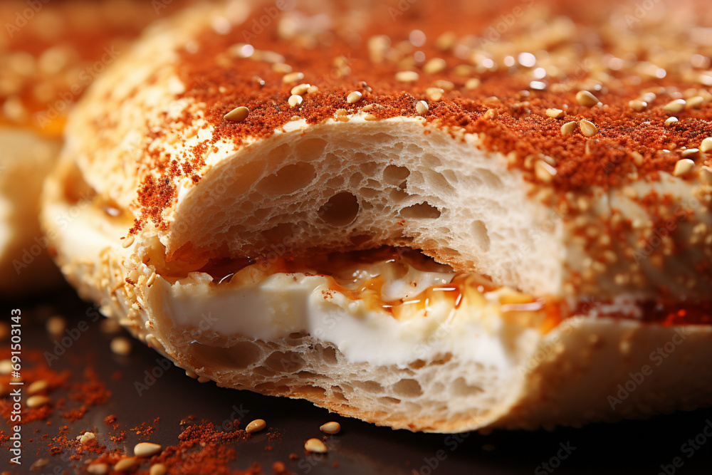 Aufkleber bagel - round abstract form with a variety of seed textures on top.