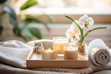 Relaxing Spa Scene with Candles and Orchids