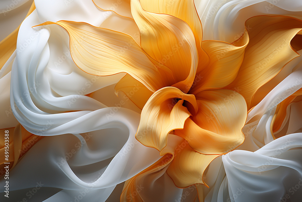 Poster lily - elegant white and yellow abstract shapes in a graceful composition.