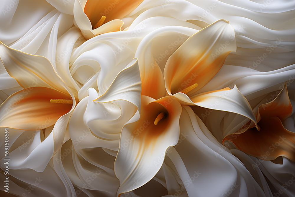 Poster lily - elegant white and yellow abstract shapes in a graceful composition.