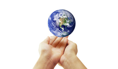 Glass globe in hand,Energy saving concept