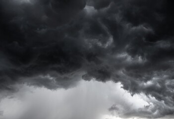 dark clouds make sky in black. Heavy rain thunderstorm. Pattern of clouds overcast predict tornado,...