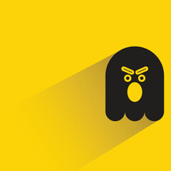 angry ghost emoji with shadow on yellow background