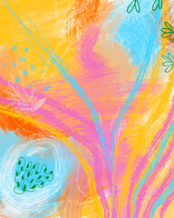 Abstract background for design of postcard, banner, presentation. Cheerful background with decorative elements