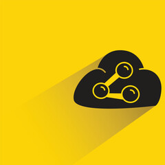 share and cloud with shadow on yellow background