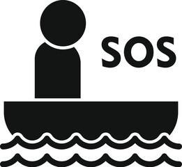 Sos boat swim icon simple vector. Safety alarm. Dial help health
