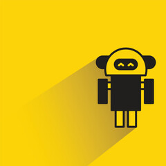 cute robot with shadow on yellow background