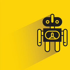 cute robot with shadow on yellow background