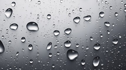 Droplets of water on a grey surface.