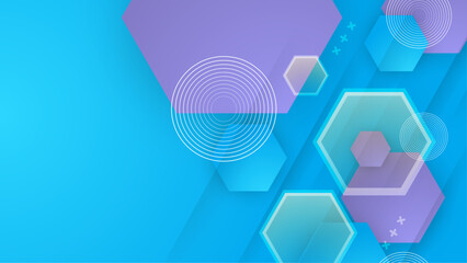 Blue and purple violet minimal geometric shape abstract gradient background. Trendy geometric abstract design with futuristic concept background for flyer, banner, cover, poster