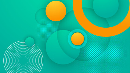 Green and orange vector gradient abstract minimalist geometric background design. Trendy geometric abstract design with futuristic concept background for flyer, banner, cover, poster