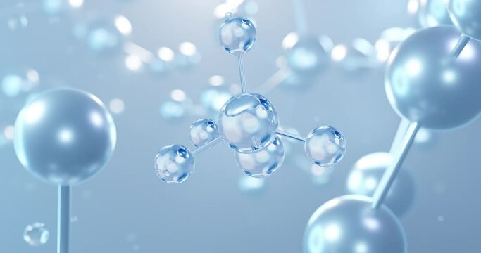 Methanol, rotating 3D model of methyl alcohol, seamless looped video, molecular structure with selective focus