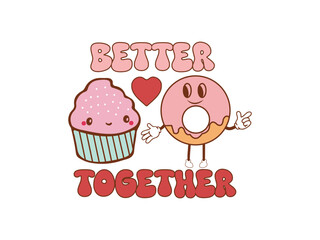 retro valentine sublimation groovy design