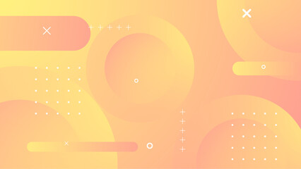 Yellow and peach vector abstract gradient background with simple geometric shapes. Trendy geometric abstract design with futuristic concept background for flyer, banner, cover, poster