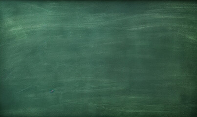 Working place on empty rubbed out on green board chalkboard texture background for learning concept or wallpaper, add text message.	