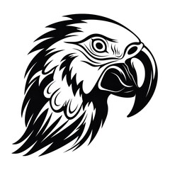 Obraz premium Black and white svg vector simple parrot head