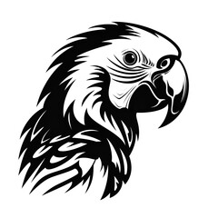 Black and white svg vector simple parrot head