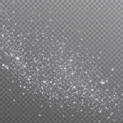 Sparkling magical dust particles. Dust sparks and white stars shine with a special light. Shiny elements on a transparent background.