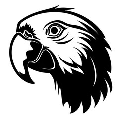 Black and white svg vector simple parrot head