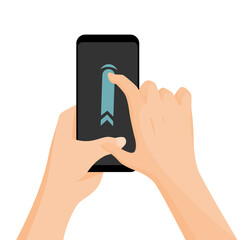 Touch screen hand gestures. Flat colored icon with movement of finger isolated illustration. Hand touchscreen gesture. like swipe or slide touch