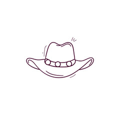 Hand Drawn illustration of cowboy hat icon. Doodle Vector Sketch Illustration