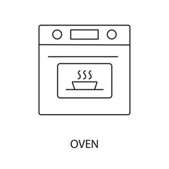 Heating food in the oven vector line icon for marks on food packaging