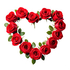 Heart Shaped Red Roses Isolated on Transparent Background