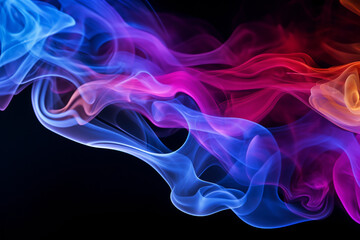 Abstract colorful smoke in motion. Smoke, Cloud of cold fog in black background. Light, white, fog, cloud, black background