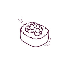 Hand Drawn illustration of sushi icon. Doodle Vector Sketch Illustration