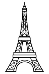 Obraz premium Eiffel Tower Black Silhouette Outline