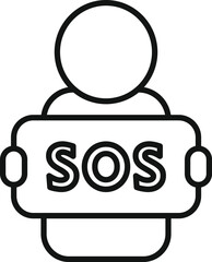 Sos banner icon outline vector. Person need help. Call number rescue