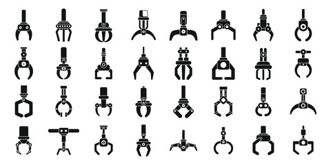Grabber icons set simple vector. Crane claw game. Machine robotic toy - obrazy, fototapety, plakaty