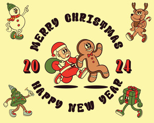 set of christmas cartoon character illustration