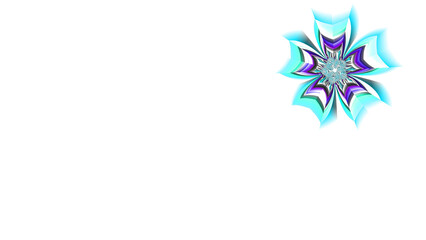 Fototapeta premium turquoise blue on a white plain background with glowing floral fantasy