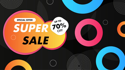 Colorful colourful vector gradient mega super sale background. Vector super sale template design. Big sales special offer. End of season party background