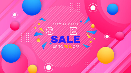 Pink blue and yellow vector mega sale super promo background with discount. Vector super sale template design. Big sales special offer. End of season party background - obrazy, fototapety, plakaty