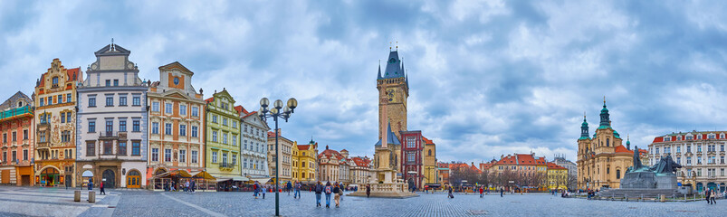 Panorama of charming Old Town Square, Prague, Czechia - obrazy, fototapety, plakaty