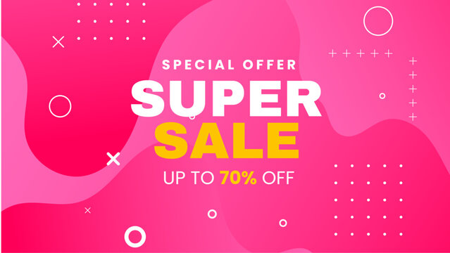 Pink white and yellow vector gradient mega super sale background. Vector super sale template design. Big sales special offer. End of season party background