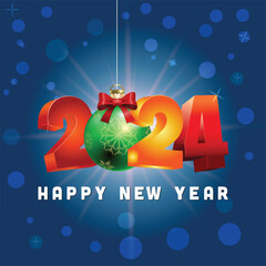 Yeni Yılınız kutlu Olsun. 2024 Translate: Happy new year 2024 design. With colorful truncated number illustrations. Premium vector design for poster, banner, greeting and new year 2024