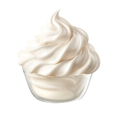Whipped cream in a bowl isolated on transparent background