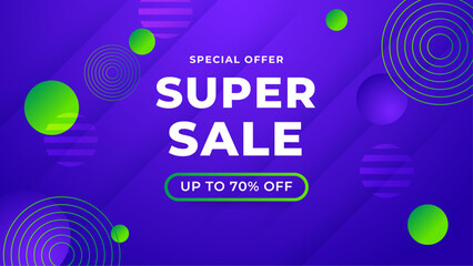 Blue and green vector special discount super sale background. Vector super sale template design. Big sales special offer. End of season party background