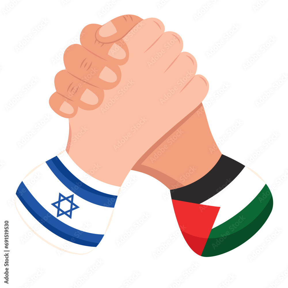 Sticker israel and palestine peace and shaking hands