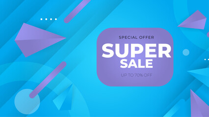 Blue and purple violet vector mega sale super promo background with discount. Vector super sale template design. Big sales special offer. End of season party background - obrazy, fototapety, plakaty